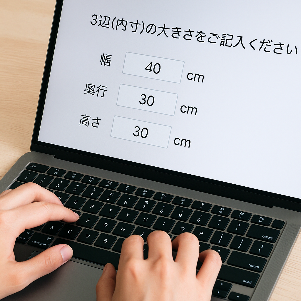 サイズを記入する様子