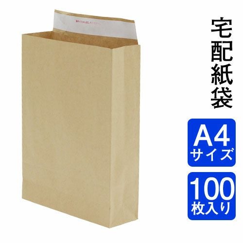 宅配袋 A4サイズ 横220×縦315×マチ65 未晒120g 【100枚】 | ロジマート